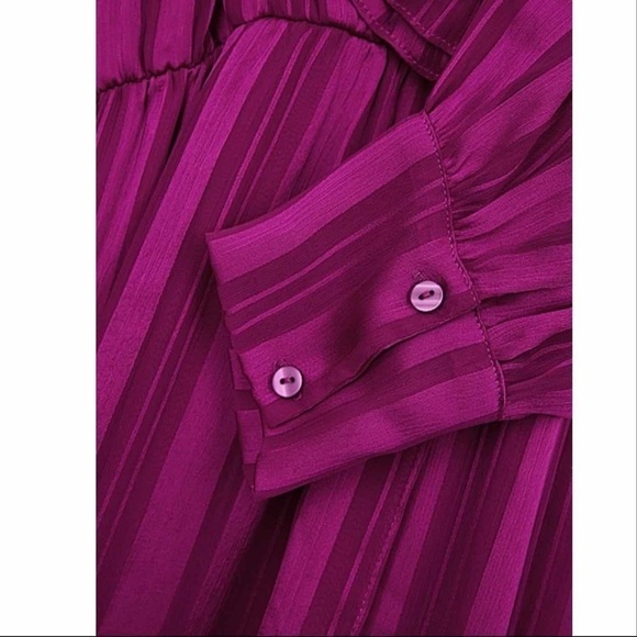 Misa  Gabriela Fuschia Striped Chiffon Midi Dress Size Small - Picture 7 of 16